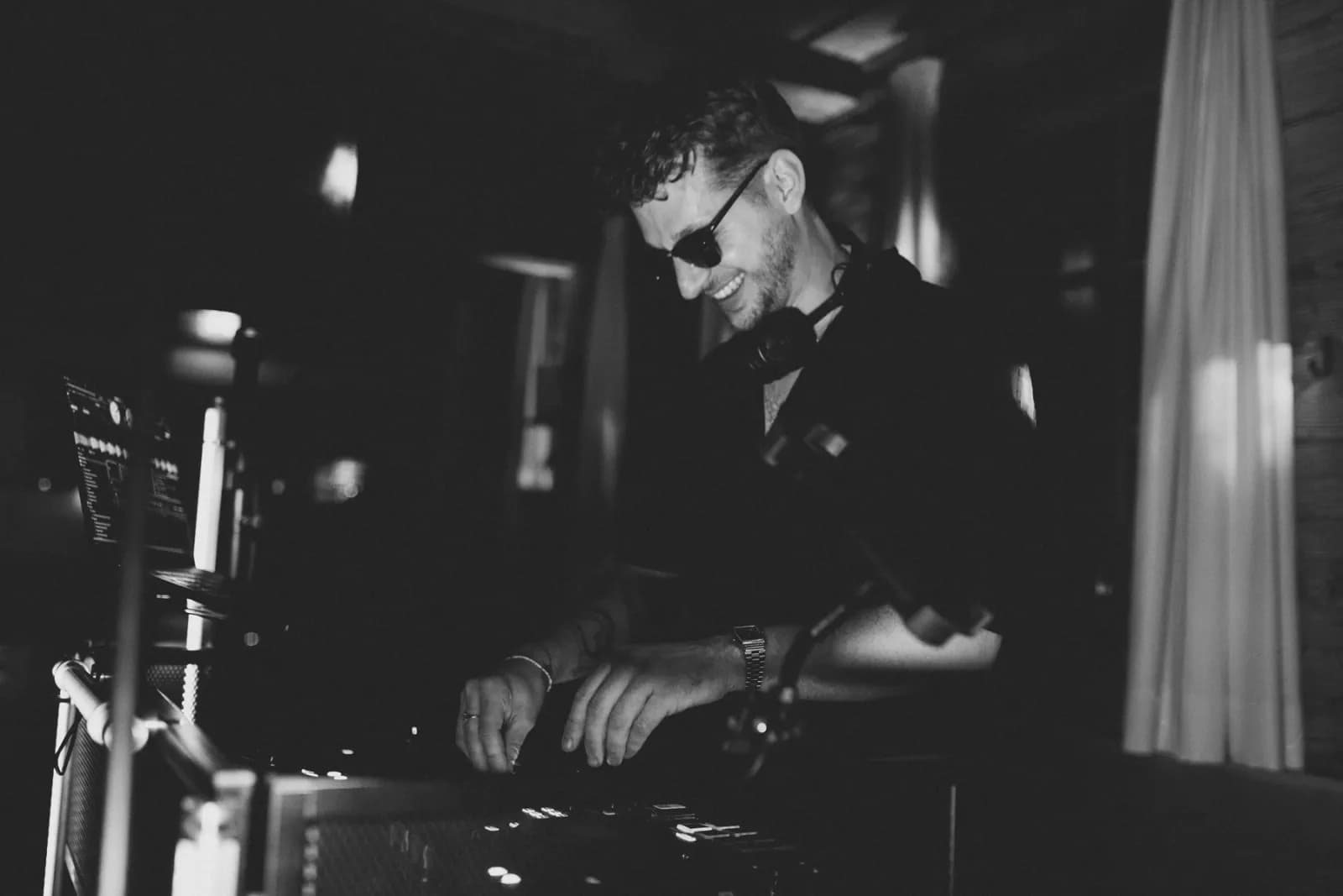 DJ set in black and white